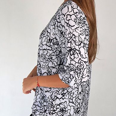 Lily Black White Floral Print Top