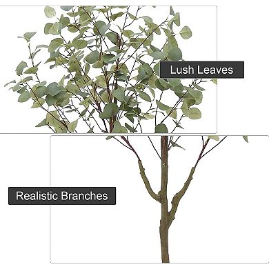 Artificial Eucalyptus Tree in Pot, Realistic Trunk & Leaves for Home & Outdoor