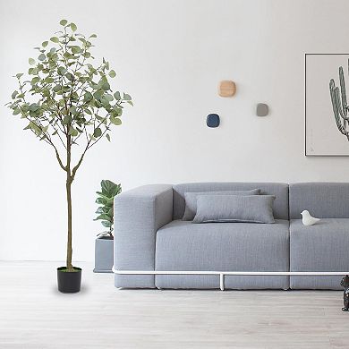 Artificial Eucalyptus Tree in Pot, Realistic Trunk & Leaves for Home & Outdoor