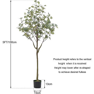 Artificial Eucalyptus Tree in Pot, Realistic Trunk & Leaves for Home & Outdoor