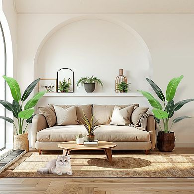 2-Pack Artificial Canna Plants, Tall with Realistic Leaves for Living Room & Hallway