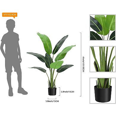 2-Pack Artificial Canna Plants, Tall with Realistic Leaves for Living Room & Hallway