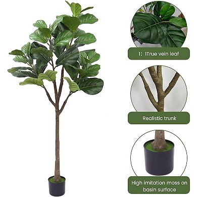 Artificial Fiddle Tree with Adjustable Branch for Indoor & Outdoor Home Decor