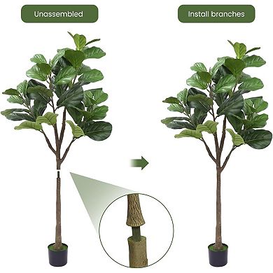 Artificial Fiddle Tree with Adjustable Branch for Indoor & Outdoor Home Decor