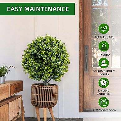 2-Pack Artificial Eucalyptus Topiary Trees with Ground Spikes for Indoor/Outdoor