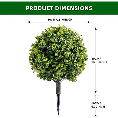 2-Pack Artificial Eucalyptus Topiary Trees with Ground Spikes for Indoor/Outdoor