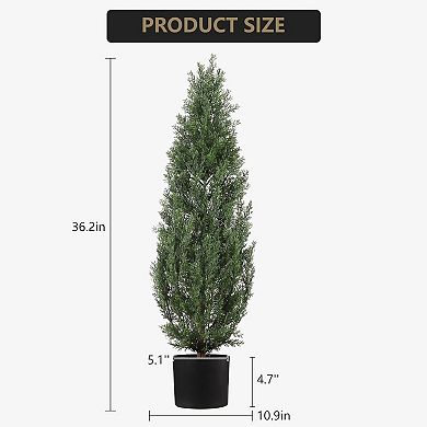 2-Pack Potted Artificial Cedar Trees, UV Protected for Porch, Garden & Entryway