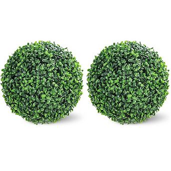 2-Pack Artificial Boxwood Topiary Balls for Balcony, Porch, Garden & Wedding Decor