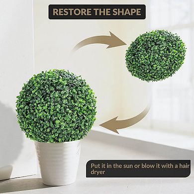 2-Pack Artificial Boxwood Topiary Balls for Balcony, Porch, Garden & Wedding Decor