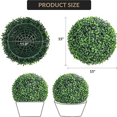 2-Pack Artificial Boxwood Topiary Balls for Balcony, Porch, Garden & Wedding Decor