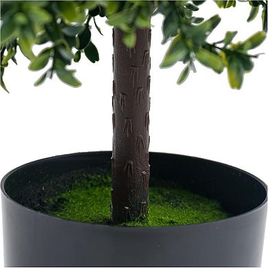 2-Pack Artificial Boxwood Topiary Trees with Fruits in Pot for Garden Decor