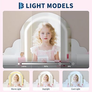 LED Princess Makeup Table for Girls with Stool & Accessories