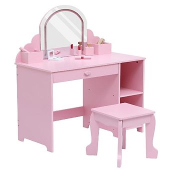 LED Princess Makeup Table for Girls with Stool & Accessories