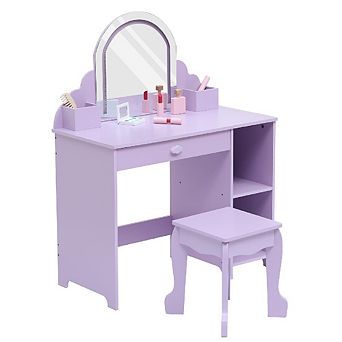 LED Princess Makeup Table for Girls with Stool & Accessories