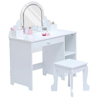 LED Princess Makeup Table for Girls with Stool & Accessories