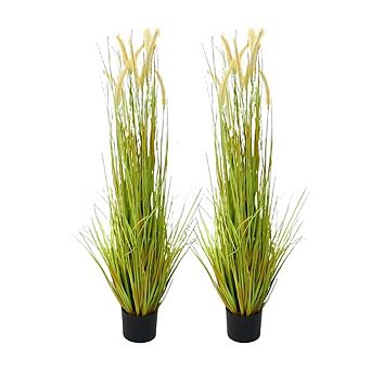 2-Pack Artificial Grass Plants in Pots, Realistic Foliage for Indoor/Outdoor Decor