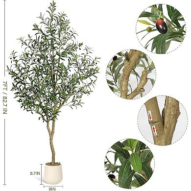 Artificial Olive Tree in Planter & Basket, Realistic Fruits for Home & Office Decor
