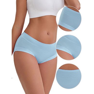 Women's Mid-Waisted Modal Underwear Solid Cotton Full Coverage Briefs 2 Packs