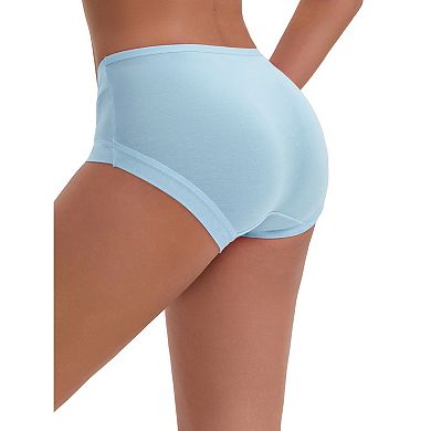Women's Mid-Waisted Modal Underwear Solid Cotton Full Coverage Briefs 2 Packs