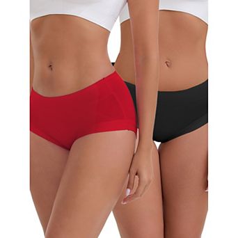 Women's Mid-Waisted Modal Underwear Solid Cotton Full Coverage Briefs 2 Packs