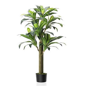 Artificial Dracaena Silk Plant Faux Evergreen Yucca in Pot,Tall Plants for Living Room & Office