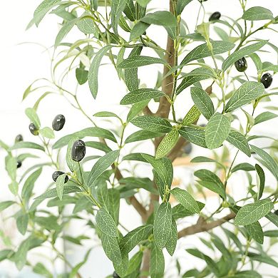 2-Pack Artificial Olive Trees in Pot with Fruits for Home, Office & Living Room