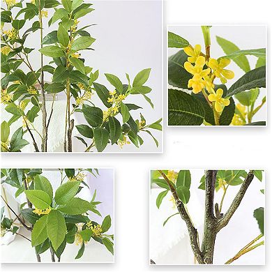 Artificial Osmanthus Tree in Pot, Large Faux Plant for Home, Office & Balcony