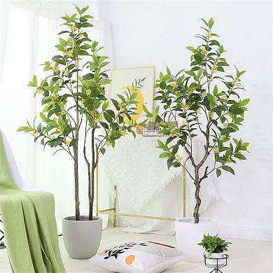 Artificial Osmanthus Tree in Pot, Large Faux Plant for Home, Office & Balcony