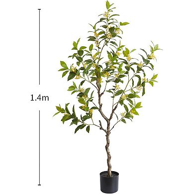 Artificial Osmanthus Tree in Pot, Large Faux Plant for Home, Office & Balcony