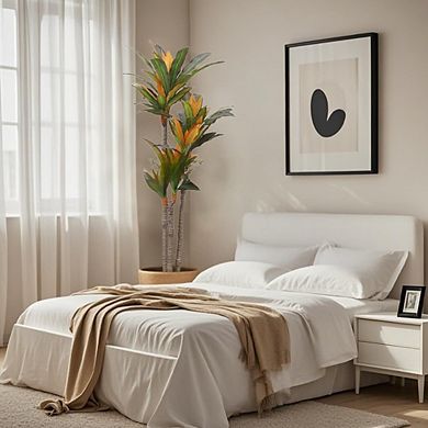 Artificial Dracaena Tree in Cement Pot, Adjustable Branches for Indoor Home & Office