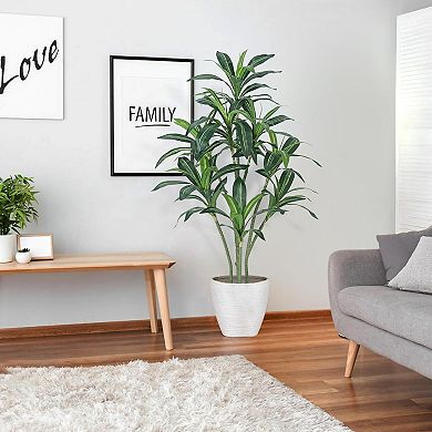 Artificial Dracaena Tree in Pot, Faux Tropical Plant for Indoor & Outdoor Home Decor