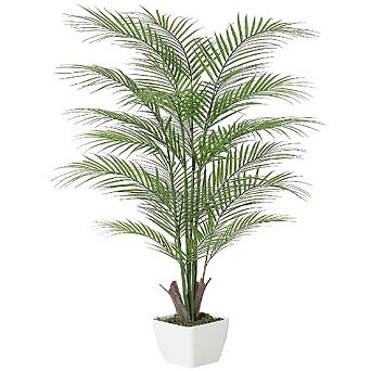 Artificial Areca Palm Tree in White Pot, Large Faux Plant for Indoor/Outdoor Decor