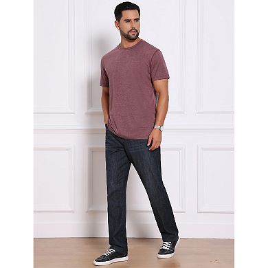 Men's Crew Neck T-Shirt Short Sleeve Solid Color Retro Style Casual T-Shirts