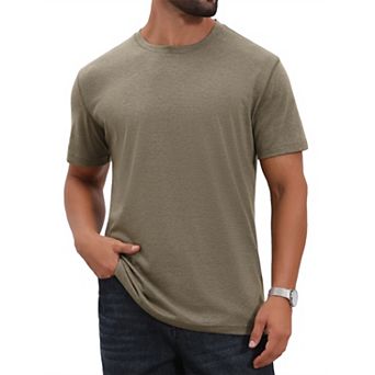 Men's Crew Neck T-Shirt Short Sleeve Solid Color Retro Style Casual T-Shirts