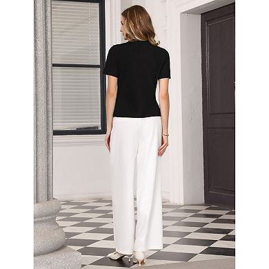 Women's Basic Tee Shirt Short Sleeve Crew Neck Stretchy Summer Casual Beaded Top