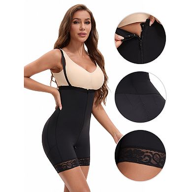 3 Packs Women's Sculpting Hip Lifting Body Shaper Front Hook-and-Zip Closure Tummy Control Shapewear