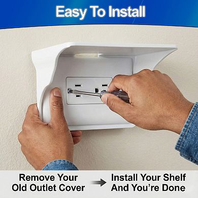Wall Outlet Shelf Hides Cords with Horizontal Cable Channel
