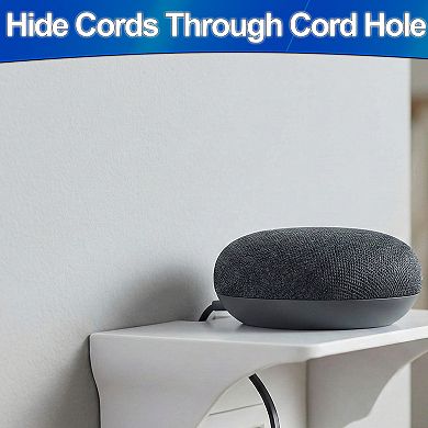 Wall Outlet Shelf Hides Cords with Horizontal Cable Channel