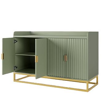 Fluted Sideboard with Storage Cabinet, Modern Kitchen Sideboard with Adjustable Shelves