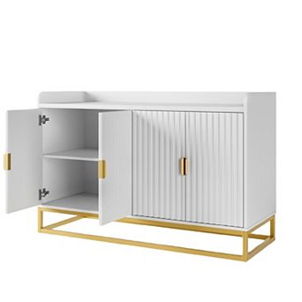 Fluted Sideboard with Storage Cabinet, Modern Kitchen Sideboard with Adjustable Shelves