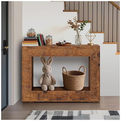 Farmhouse Console Table, Long Sofa Table Behind The Couch, Narrow Sofa Table with Storage
