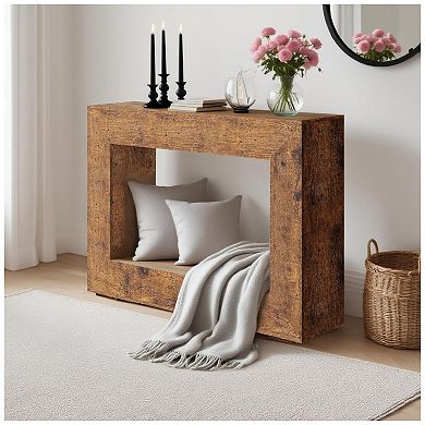 Farmhouse Console Table, Long Sofa Table Behind The Couch, Narrow Sofa Table with Storage