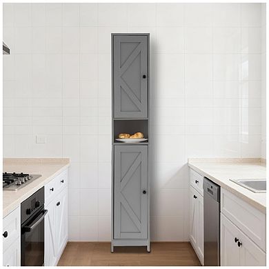 Tall Bathroom Storage Cabinet with Doors & Drawer, Narrow Floor Standing Organizer