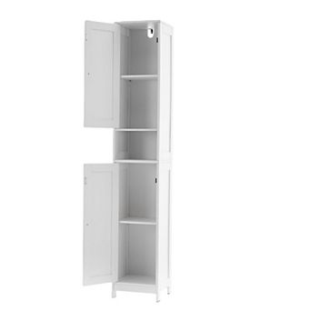 Tall Bathroom Storage Cabinet with Doors & Drawer, Narrow Floor Standing Organizer