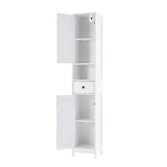 Tall Bathroom Storage Cabinet Freestanding Narrow Organizer with Adjustable Shelves Water Resistant