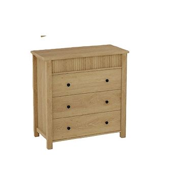 3 Drawer Dresser for Bedroom Nightstand, Wooden Chest of Drawers, Fluted End Table