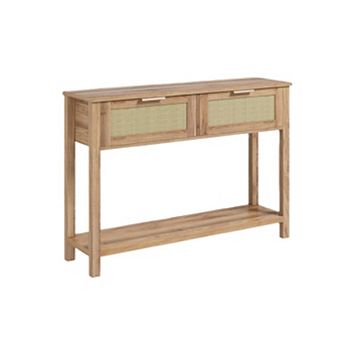 Console Table for Entryway, Rattan Entryway Table with 2 Drawers