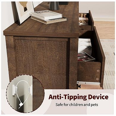 5 Drawer Dresser for Bedroom, Wooden Chest of Drawers, Fluted Storage Organizer for Living Room