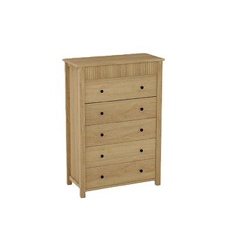 5 Drawer Dresser for Bedroom, Wooden Chest of Drawers, Fluted Storage Organizer for Living Room