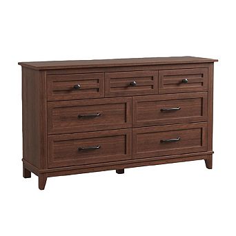 7 Dresser for Bedroom, Wide Drawer Dresser with Storage Freestanding, Wooden Closet Storage Chest